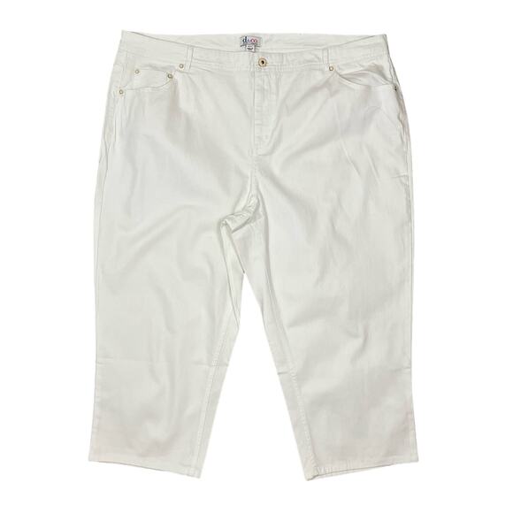 NEW D&Co Denim & Company White Cropped Jeans Embellished Pockets Size 24W - Picture 1 of 7